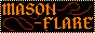 Orange button that says 'MASONWEBSITE' in small text and 'mason-flare' in large text